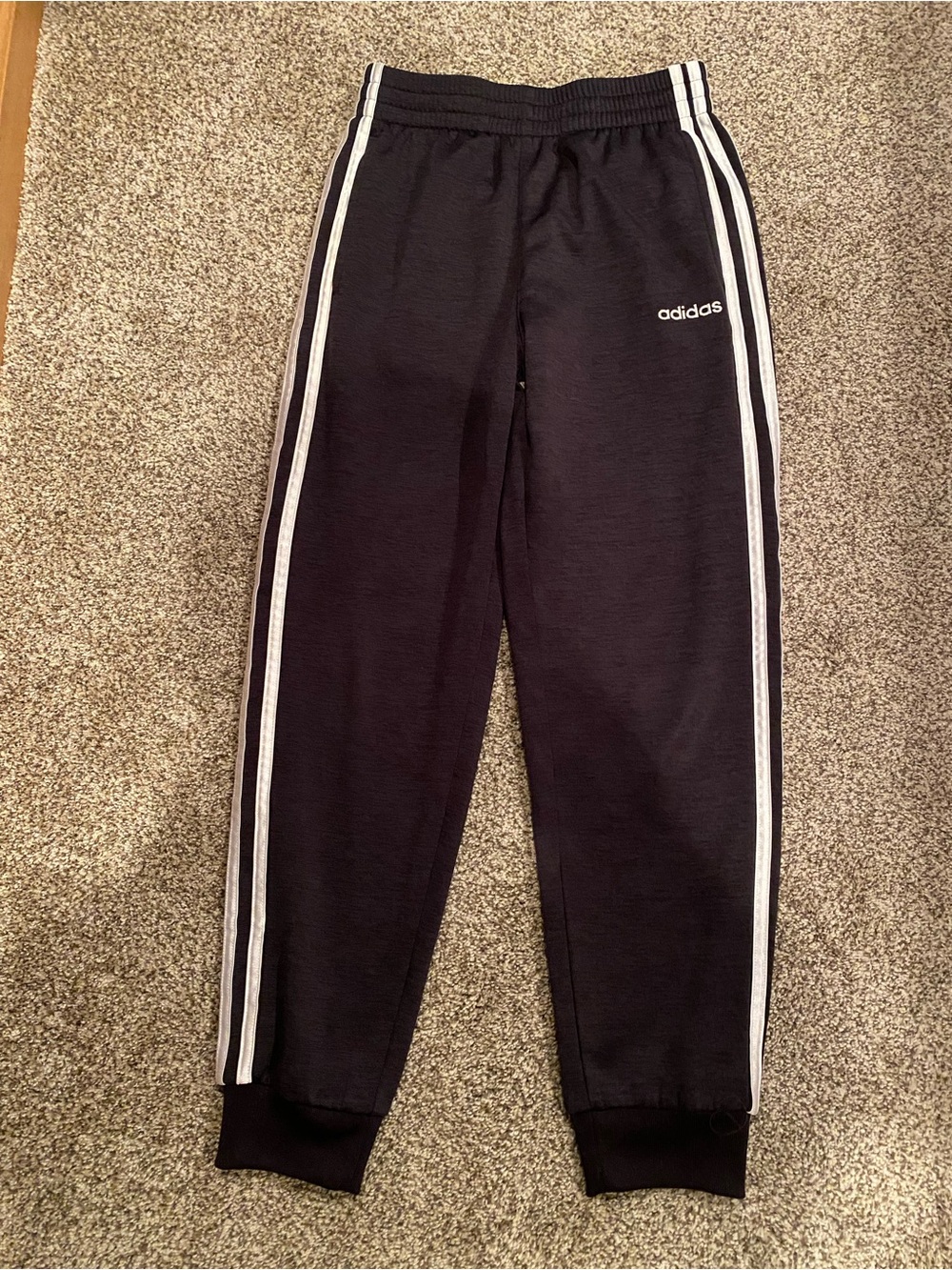 Adidas Kids Dark Gray Three-Stripe Jogger Bottoms size Medium